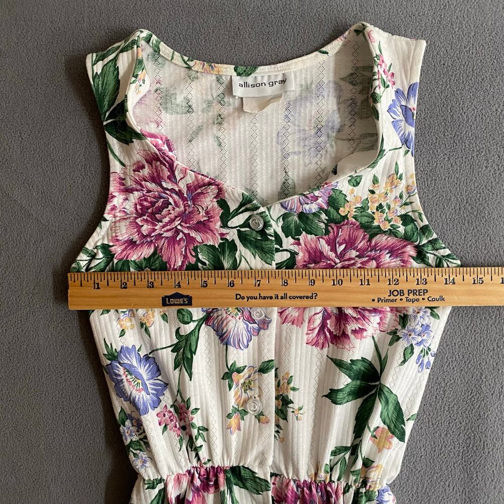 Vtg Bohemian Romantic Floral Coquette Button Down Midi Dress 8 White Pink - Picture 11 of 16